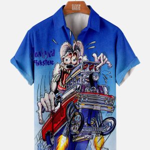 Men's Hawaiian Shirt - Car Anime Series Inspired Summer Shirt for Racing Fans