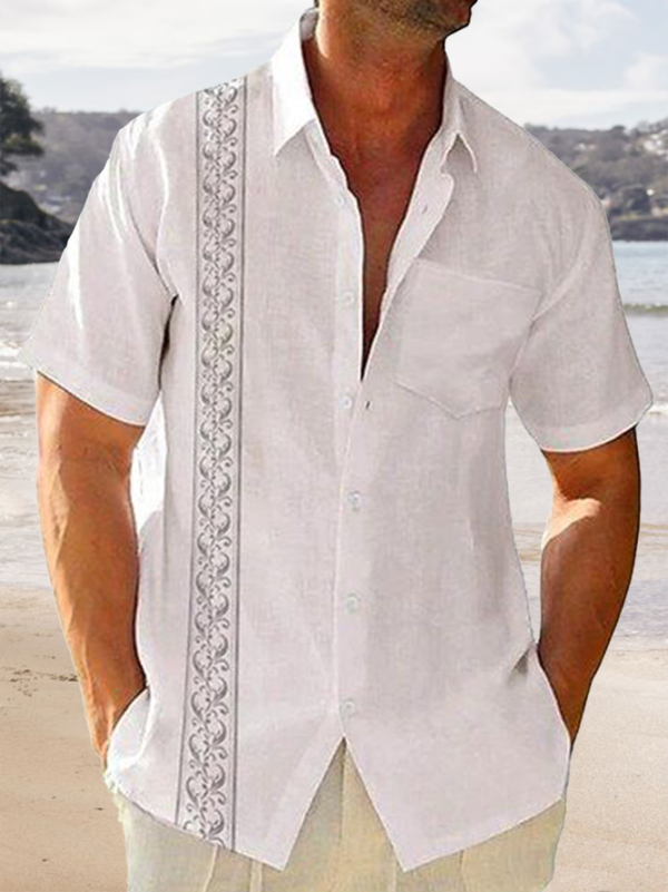 Men's Hawaiian Shirt - Long Stripe Stitching Minimalist Color Block Summer Shirt