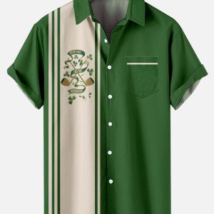Men's Hawaiian Shirt - Erin Go Bragh Irish Striped Print St. Patrick's Day Shirt