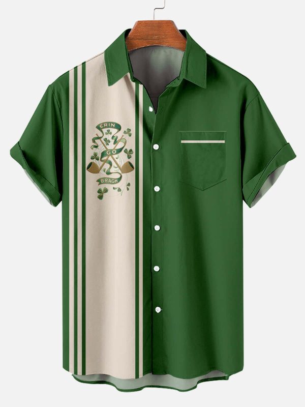 Men's Hawaiian Shirt - Erin Go Bragh Irish Striped Print St. Patrick's Day Shirt