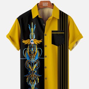 Men's Hawaiian Shirt - Automotive Stripe Racing Style Summer Shirt