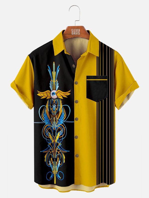 Men's Hawaiian Shirt - Automotive Stripe Racing Style Summer Shirt