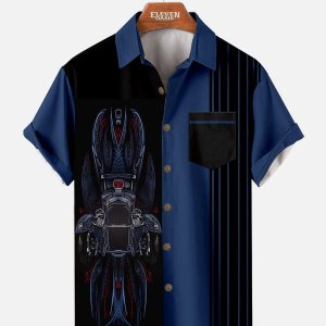 Men's Hawaiian Shirt - Automotive Stripe Design Racing-Inspired Summer Shirt