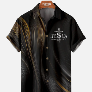 Men's Hawaiian Shirt - Bold Striped Cross Pattern Casual Summer Shirt