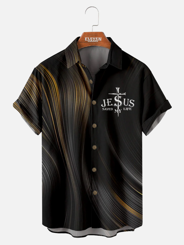 Men's Hawaiian Shirt - Bold Striped Cross Pattern Casual Summer Shirt