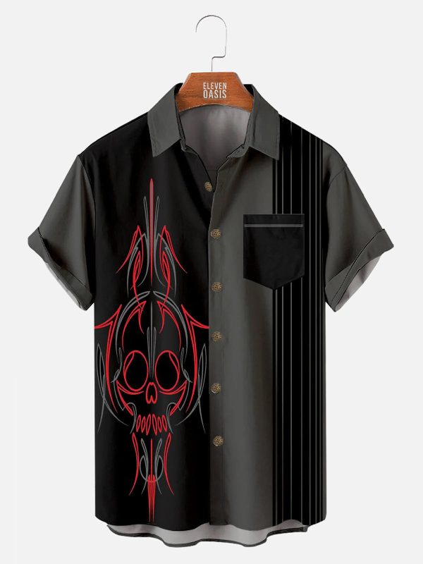 Men's Hawaiian Shirt - Automotive Stripe Racing Style Summer Shirt