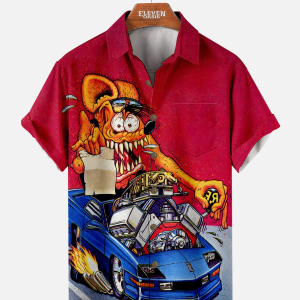 Men's Hawaiian Shirt - Rat Fink Car Anime Graphic Style Summer Shirt for Fans