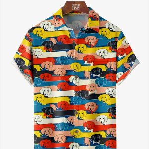 Men's Hawaiian Shirt - Dachshunds Sausage Dogs Print Casual Polyester Summer Shirt