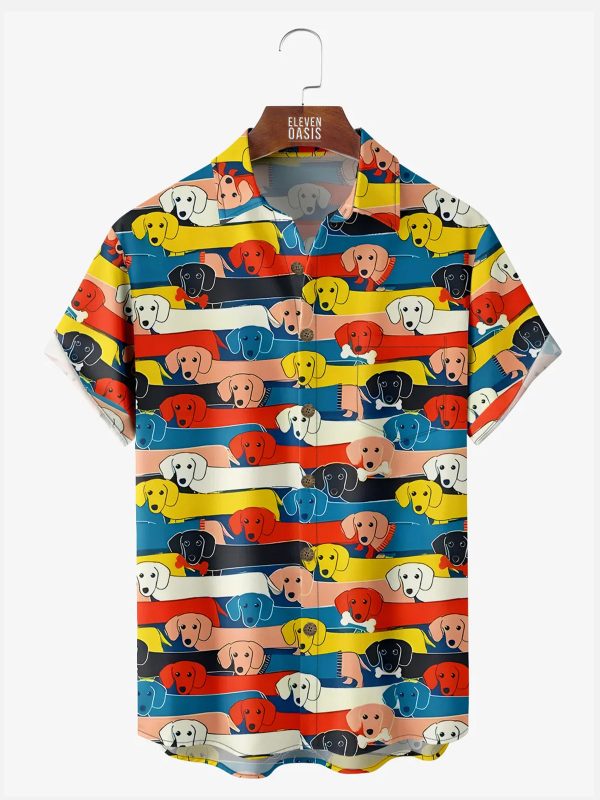 Men's Hawaiian Shirt - Dachshunds Sausage Dogs Print Casual Polyester Summer Shirt