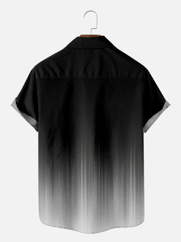 Men's Hawaiian Shirt with Chest Pocket - Artistic Paint Texture Ombre Gradient Print Polyester Summer Shirt - Image 2