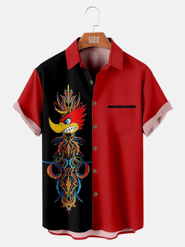 Men's Hawaiian Shirt - Vintage Car Stripe Retro Racing Style Summer Shirt