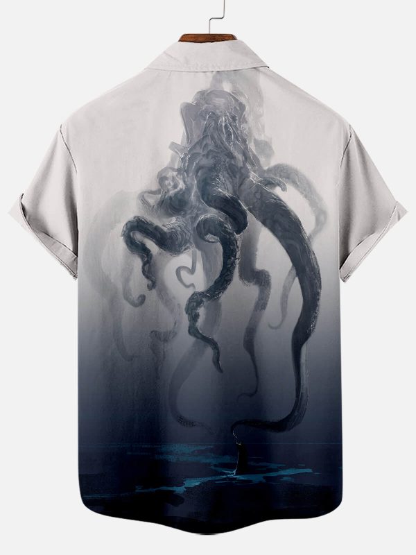 Men's Hawaiian Shirt - Tentacle Horror Octopus Print Lovecraft-Inspired Polyester Summer Shirt - Image 2