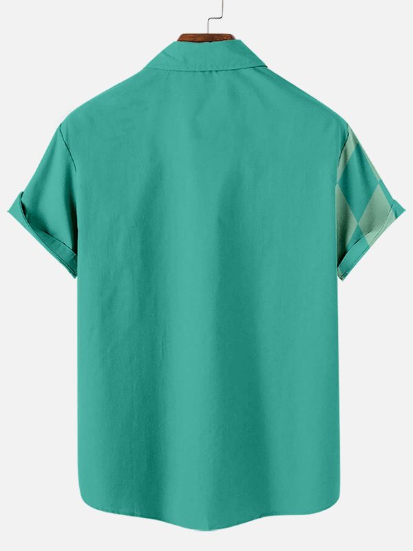 Men's Hawaiian Shirt - Color Block Retro Bowling Style Summer Shirt - Image 2