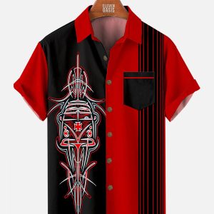Men's Hawaiian Shirt - Automotive Stripe Design Racing-Inspired Summer Shirt