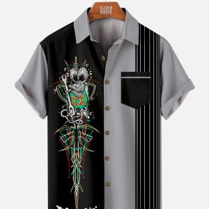 Men's Hawaiian Shirt - Vintage Car Print Retro Automotive Summer Shirt