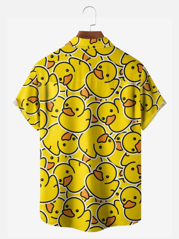 Men's Hawaiian Shirt - Little Yellow Duck Print Polyester Casual Summer Shirt - Image 2