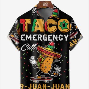 Men's Hawaiian Shirt - Funny Taco Pun Print Casual Summer Shirt for Food Lovers