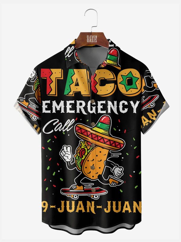 Men's Hawaiian Shirt - Funny Taco Pun Print Casual Summer Shirt for Food Lovers