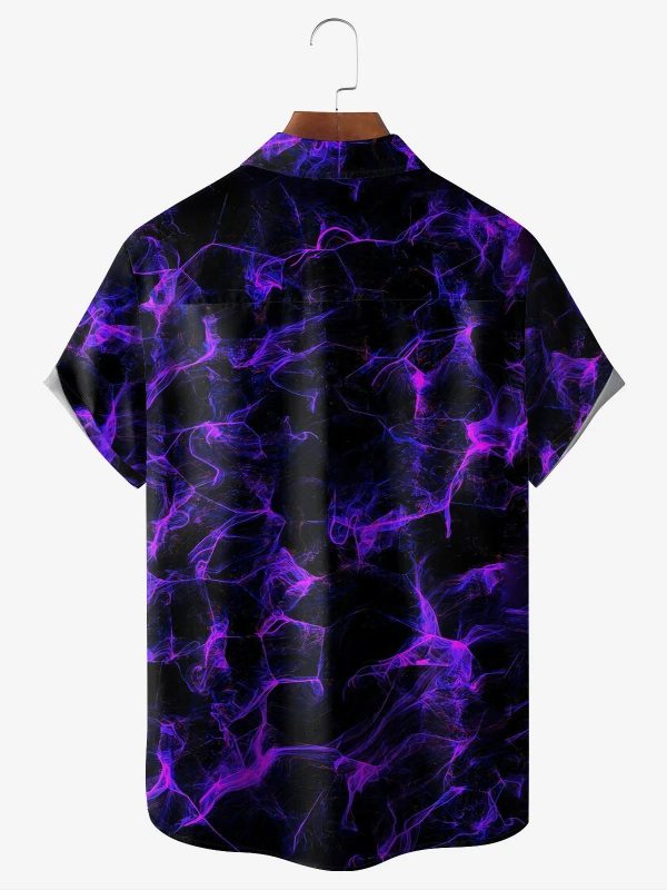 Men's Hawaiian Shirt - Purple Smoke Print Abstract Polyester Casual Summer Shirt - Image 2