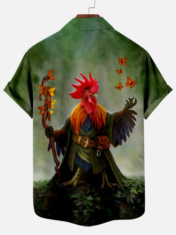 Men's Hawaiian Shirt - Cute Chick Print Tropical Polyester Casual Summer Shirt - Image 2