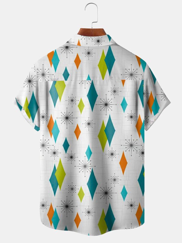 Men's Hawaiian Shirt - Geometric Pattern Print Casual Polyester Summer Shirt - Image 2