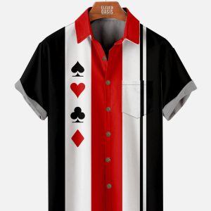 Men's Hawaiian Shirt - Geometric Print Bowling Style Casual Summer Shirt