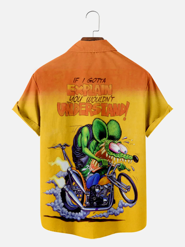 Men's Hawaiian Shirt - Rat Fink Car Anime Style Retro Hot Rod Summer Shirt - Image 2