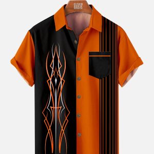 Men's Hawaiian Shirt with Pocket - Automotive Stripe Racing-Inspired Summer Shirt