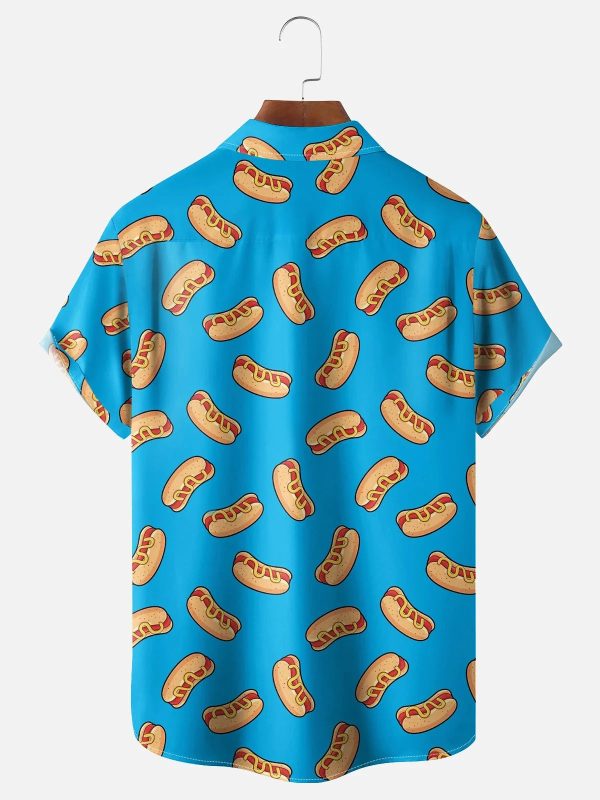 Men's Hawaiian Shirt - Hot Dog Print Foodie Style Polyester Casual Summer Shirt - Image 2