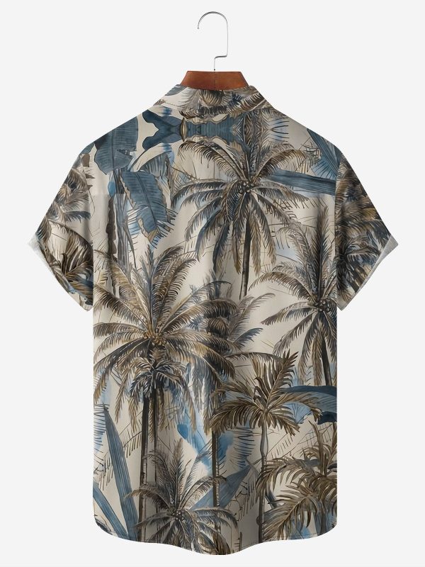 Men's Hawaiian Shirt - Palm Trees Tropical Print Casual Polyester Summer Shirt - Image 2