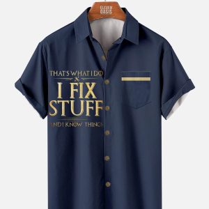 Men's Hawaiian Shirt - Bold Letter Print Graphic Casual Summer Shirt