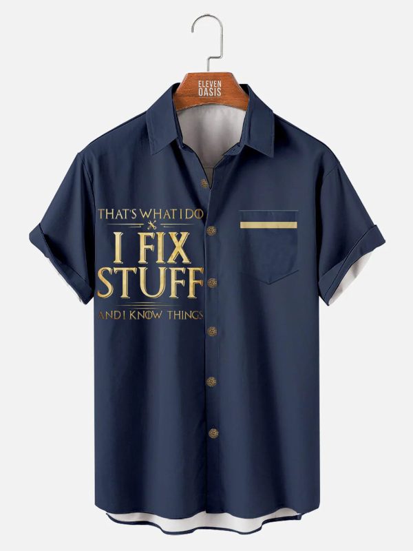 Men's Hawaiian Shirt - Bold Letter Print Graphic Casual Summer Shirt