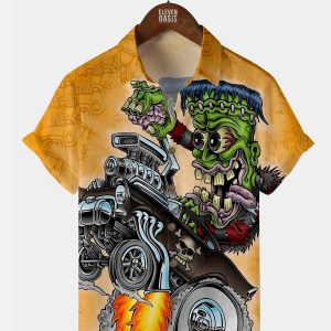 Men's Hawaiian Shirt - Crazy Classic Car Print Retro Summer Style Shirt