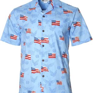 Men's Hawaiian Shirt - Patriot Aloha Polyester Print Casual Summer Shirt