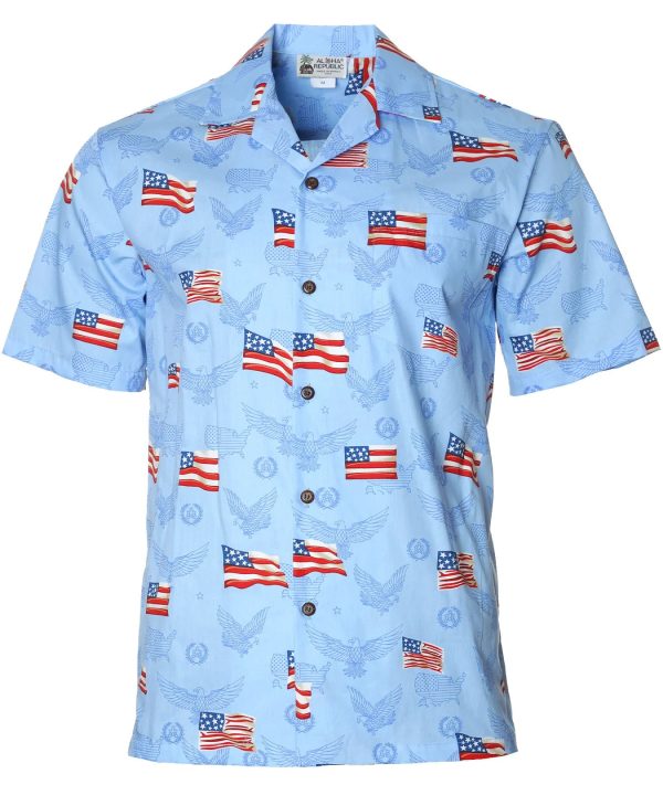 Men's Hawaiian Shirt - Patriot Aloha Polyester Print Casual Summer Shirt