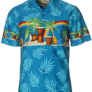 Men's Hawaiian Shirt - Happy Aloha Polyester Print Casual Summer Shirt
