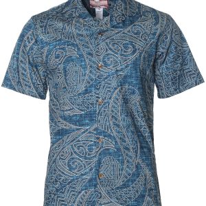 Men's Hawaiian Shirt - Polynesian Polyester Print Casual Summer Shirt