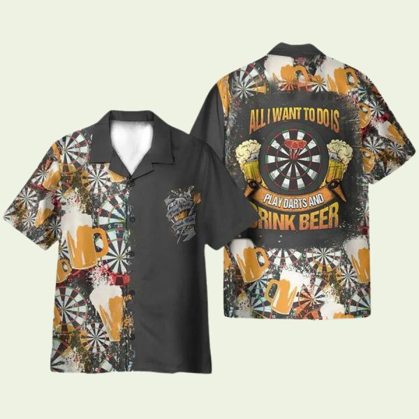 Darts and Beer Lover Hawaiian Shirt for Fun Summer Days