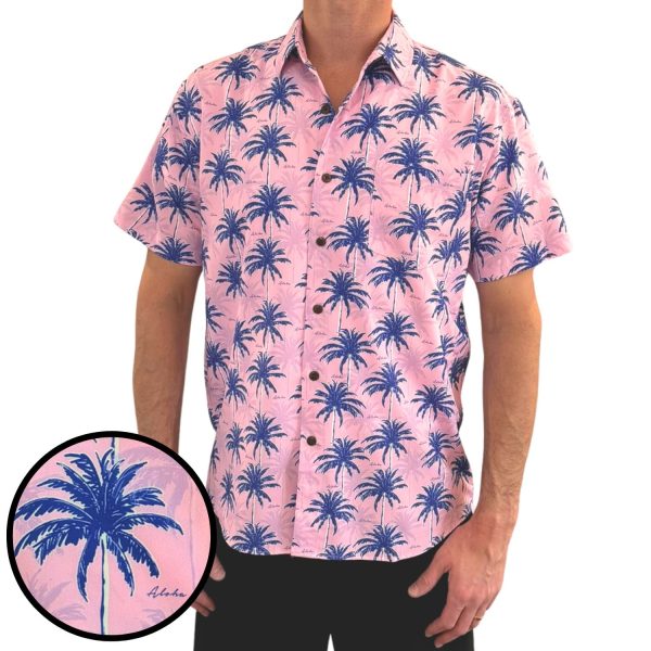 Men's Hawaiian Shirt - Aloha Palms Print Polyester Tropical Summer Shirt - Image 2