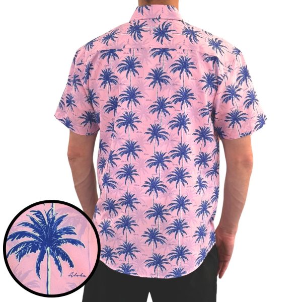 Men's Hawaiian Shirt - Aloha Palms Print Polyester Tropical Summer Shirt - Image 3