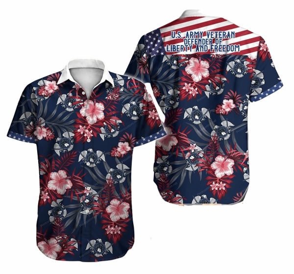 American us army veteran floral hawaiian shirt Hawaiian Shirt