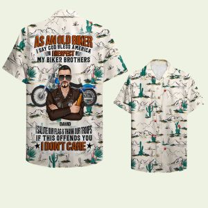 Biker God Bless America Hawaiian Shirt with Beer and Flag Theme