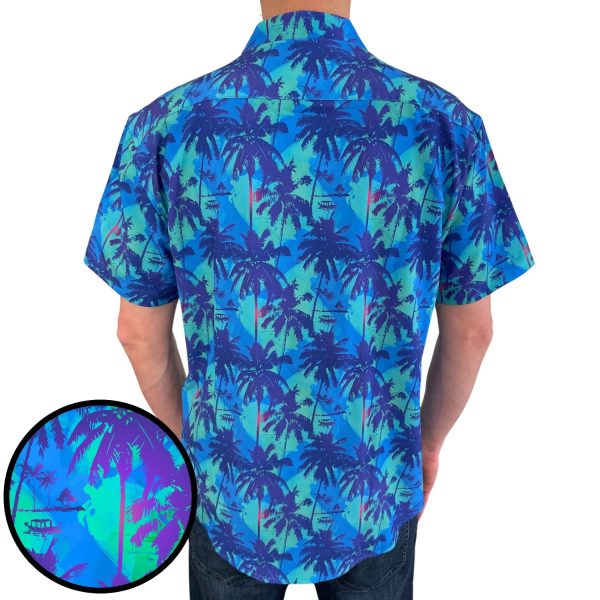 Men's Hawaiian Shirt - Bahama Blue Print Polyester Tropical Summer Shirt - Image 3