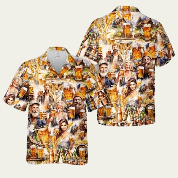 Beer Retro Pattern Hawaiian Shirt