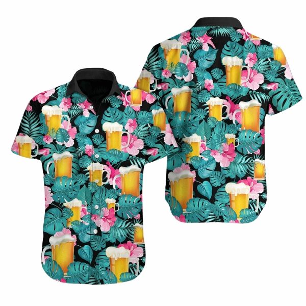 Beer tropical floral hawaiian shirt Hawaiian Shirt