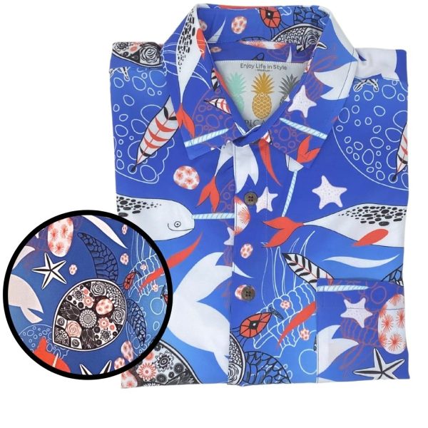 Men's Hawaiian Shirt - Psychedelic Turtle Print Polyester Casual Summer Shirt - Image 2