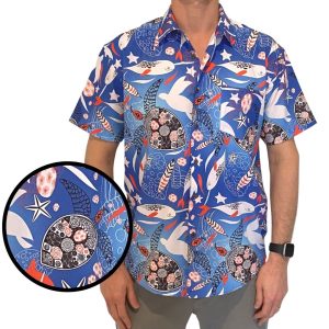 Men's Hawaiian Shirt - Psychedelic Turtle Print Polyester Casual Summer Shirt