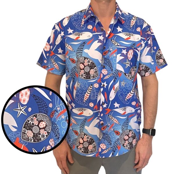 Men's Hawaiian Shirt - Psychedelic Turtle Print Polyester Casual Summer Shirt