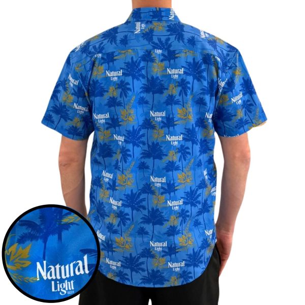 Men's Hawaiian Shirt - Blue Palms Natural Light Print Polyester Casual Summer Shirt - Image 3