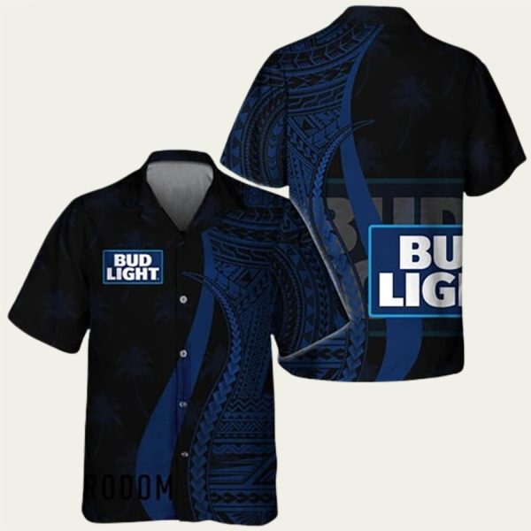Bud Light Black Retro Hawaiian Shirt